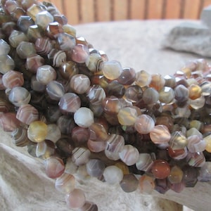 Large Hole Star Cut Faceted Gemstone Botswana Agate Beads 6.5-7.5 mm Striped Earth Tones  2.25 mm Holes Sale