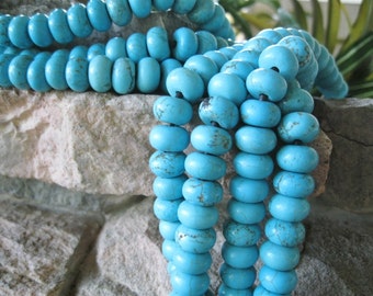 Blue Big Hole Bead Turquoise Howlite 12MM Rondelle Large Hole for Leather 12 Beads