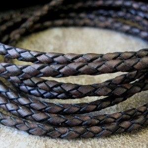 3 mm Round Bolo Cord Vintage Brown  Leather Lace Dark Brown 3 or 4 or 5 Yd Sale