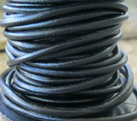 Full-grain leather cord 3mm round dark brown 5 yard