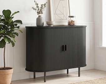 40 Inch Sideboard Buffet Cabinet, Fluted Sliding Door Storage Cabinet with Adjustable Shelf, Coffee Bar Console Table