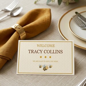 Honigbiene Namenskarten, Pastell Babyparty-Platzkarten, Tischdekoration (A4 druckbar)