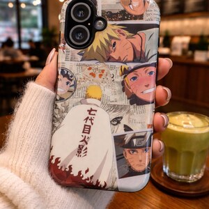 Naruto Ninja Collage-telefoonhoesje, vintage manga-ontwerp, iPhone Samsung S24 Ultra-hoesje