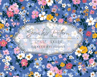 Seamless Ditsy Floral Pattern, Seamless Small Floral Prints, Bright Spring Ditsy Blooms Pattern, Spring Floral Pattern Digital Paper