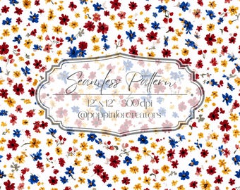 Seamless Ditsy Floral Pattern, Seamless Small Floral Prints, Bright Spring Ditsy Blooms Pattern, Spring Floral Pattern Digital Paper