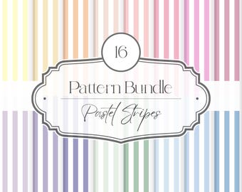 Pastel Stripe Digital Paper Pack Bundle, Seamless Patterns Striped Backgrounds, Soft Spring Scrapbook, Digital Pattern, Commercial Use