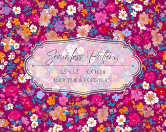 Seamless Ditsy Floral Pattern, Seamless Small Floral Prints, Bright Spring Ditsy Blooms Pattern, Spring Floral Pattern Digital Paper