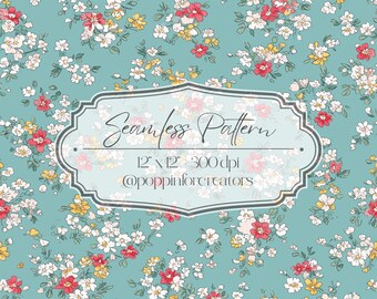 Seamless Ditsy Floral Pattern, Seamless Small Floral Prints, Bright Spring Ditsy Blooms Pattern, Spring Floral Pattern Digital Paper