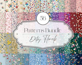 56 Seamless Ditsy Floral Patterns, Seamless Small Floral Prints, Bright Spring Ditsy Blooms Pattern Pack, Spring Floral Pattern Pack