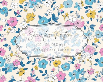 Seamless Ditsy Floral Pattern, Seamless Small Floral Prints, Bright Spring Ditsy Blooms Pattern, Spring Floral Pattern Digital Paper