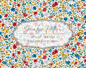 Seamless Ditsy Floral Pattern, Seamless Small Floral Prints, Bright Spring Ditsy Blooms Pattern, Spring Floral Pattern Digital Paper