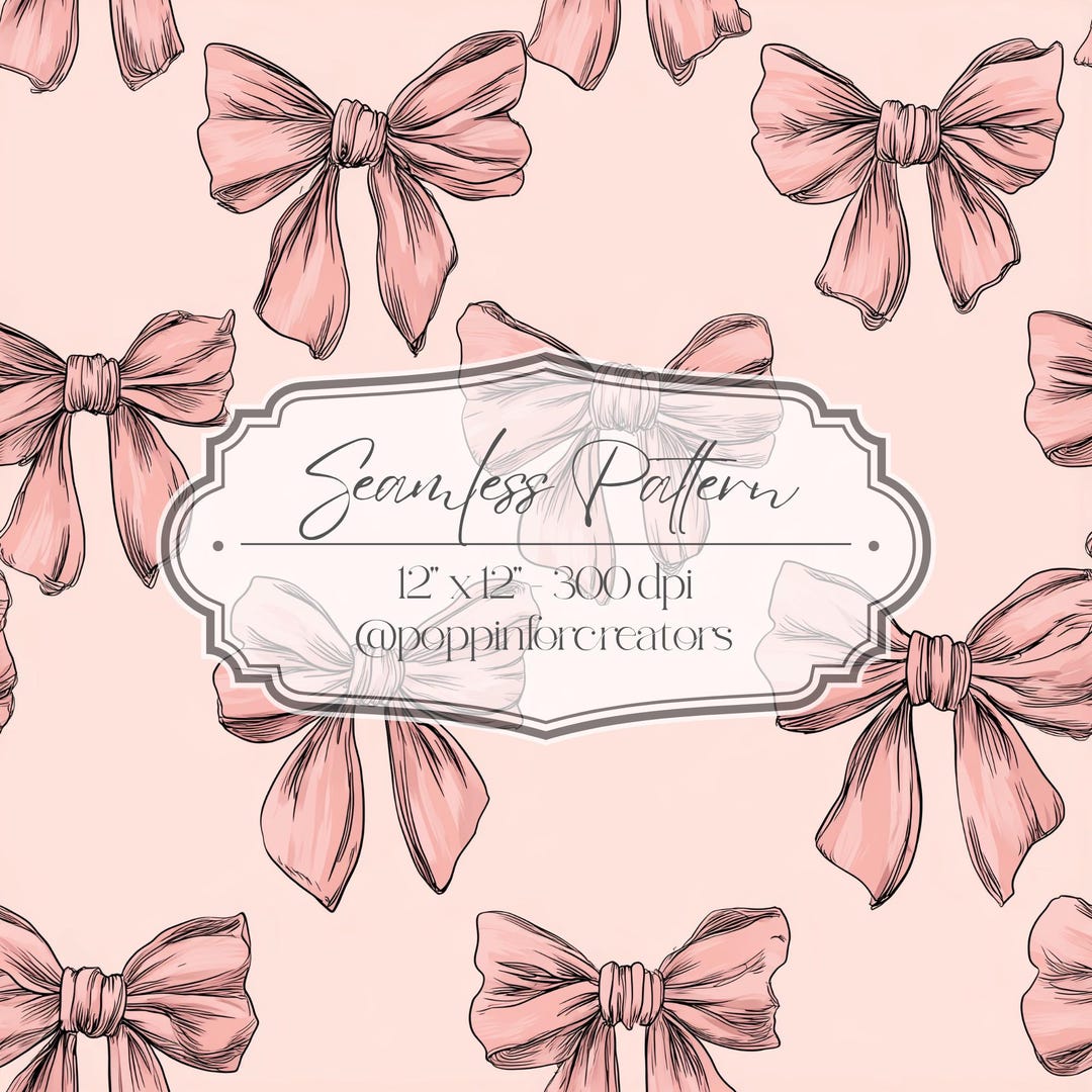 Pink Bow Seamless Pattern PNG, Cute Girly Ribbon Repeat, Pastel Bow ...