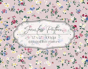 Seamless Ditsy Floral Pattern, Seamless Small Floral Prints, Bright Spring Ditsy Blooms Pattern, Spring Floral Pattern Digital Paper