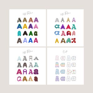 May include: A collection of letter "A" designs with various textures and styles. The image includes the text "3D Texture" and "Cute". The letters are in different colors and patterns, including animal print, glitter, and floral.
