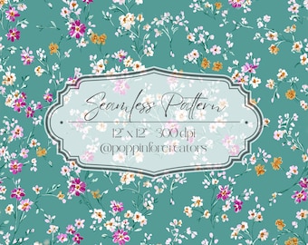 Seamless Ditsy Floral Pattern, Seamless Small Floral Prints, Bright Spring Ditsy Blooms Pattern, Spring Floral Pattern Digital Paper