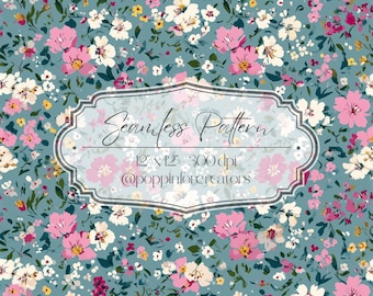 Seamless Ditsy Floral Pattern, Seamless Small Floral Prints, Bright Spring Ditsy Blooms Pattern, Spring Floral Pattern Digital Paper