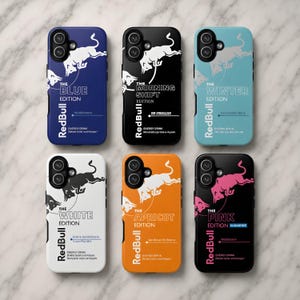 Custodia per telefono Red Bull Energy Drink per iPhone 17Pro, 16, 15, 14, 13, 12, 11, Samsung S26, S25, S24, S23, A16, A35, A55, Pixel 10, 9, 8