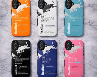 Funda de bebida energética Red Bull para iPhone 17Pro, 16, 15, 14, 13, 12, 11, Samsung S26, S25, S24, S23, A16, A35, A55, Pixel 10, 9, 8