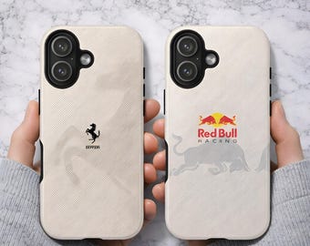 Capa para celular Fórmula 1 com as equipes Red Bull e Ferrari para iPhone 17 Pro, 16, 15, 14, 13, 12, 11, Samsung S25, S24, S23, A16, A35, A55