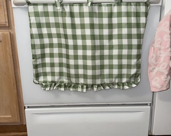 Sage Green Gingham Oven Curtain