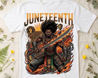 ジューンティーンス戦士PNG、黒人自由戦士アフロサムライデザイン、6月19日黒人歴史グラフィック