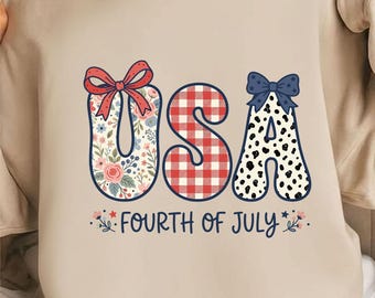 USA Fourth of July PNG, Coquette Patriotic SVG, Cute America Bow Shirt Design