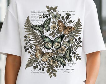 Vintage Butterfly PNG, Dark Academia Botanical SVG, Cottagecore Nature Shirt Design