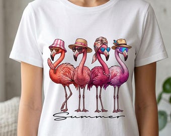 Funny Flamingo PNG | Retro Summer Flamingo Squad Design | Pink Bird Sublimation Download | Beach Vacation Graphic