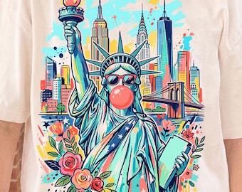 Statue of Liberty PNG | New York City Sublimation Design | USA Travel Graphic | Retro Urban Art Printable