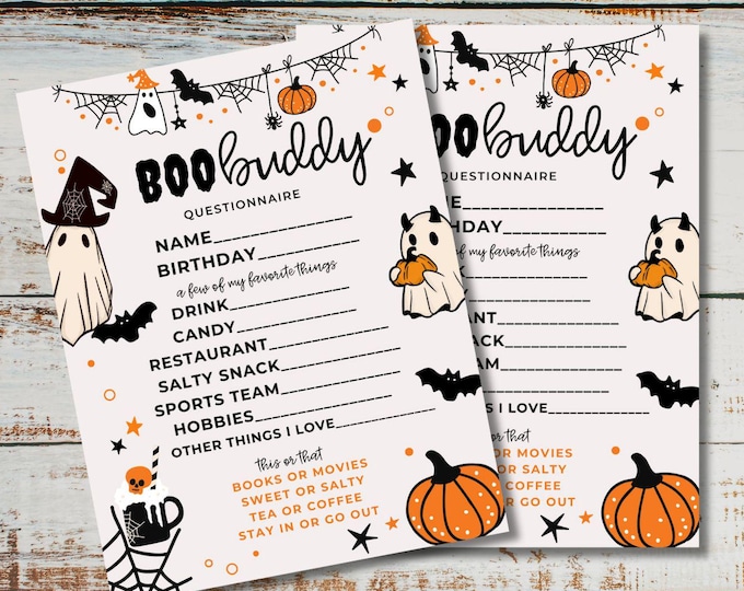 Boo Buddy Questionnaire Printable · Halloween Gift Exchange Game ...