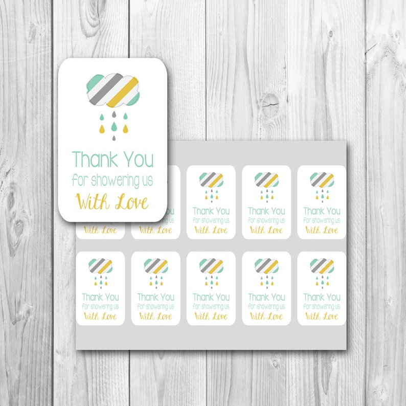 Baby shower gift tags showering with love instant download printable gift tags