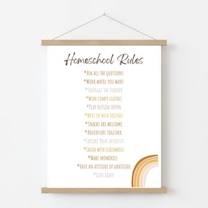 Homeschool Rules, Digital Print, Homeschool Sign, Homeschool decor, Playroom decor, Kids art, Homeschool Sign