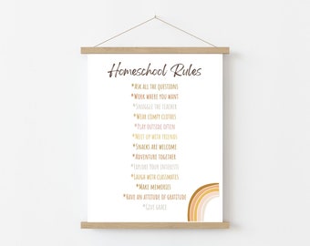 Homeschool Rules, Digital Print, Homeschool Sign, Homeschool decor, Playroom decor, Kids art, Homeschool Sign