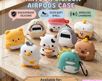 Étui pour AirPods en silicone de dessin animé personnalisé, coque souple et mignonne pour AirPods Pro 2 3 4, étui pour écouteurs design durable