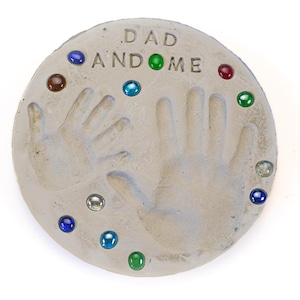 DIY Handprint Garden Stone Kit, Cement Keepsake Craft, Father's Day Memory Stone