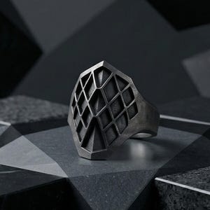 Armor Shield Chunky Dark Academia Gothic strukturierte Ringe aus Sterlingsilber – einzigartiger Herrenschmuck
