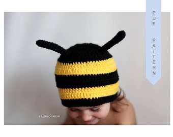 Crochet Bee Hat, CROCHET PATTERN, crochet pattern baby, crochet Hat pattern, Crochet pattern Hat, Crochet Baby Hat, Bee Crochet Hat