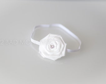 Baptism headband, Christening headband, White headband, baby headband