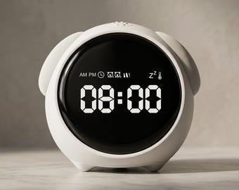 Smart Alarm Clock, Emoji Sleep Trainer, Toddler Night Light, OK to Wake Clock, Voice Activated Nursery Decor, Room Temperature Monitor