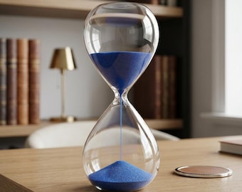 Black Sand Hourglass Timer, 5 or 30 Minute Glass Sand Timer for Desk Decor, Meditation, Study and Office Gift