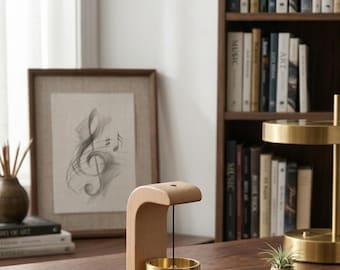 Magnetic Wooden Doorbell, Brass Shopkeeper Bell, Japandi Entrance Chime, Zen Home Decor, Minimalist Door Alert, Renter Friendly Gift