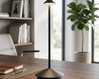 Black LED Table Lamp, Minimalist Warm Light Bedside Lamp for Nightstand, Desk, Bedroom Decor and Cozy Home Gift