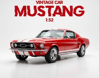 Ford Mustang Diecast Modelauto 1:32 | Klassieke Muscle Car Verzamelobject | Vintage Speelgoedauto | Bureaudecoratie Cadeau voor Autoliefhebbers