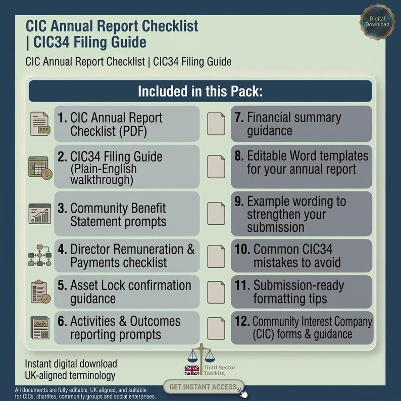 Cic Statement Example CIC Annual Report Checklist | CIC34 Filing Guide (UK Governance) - Etsy UK