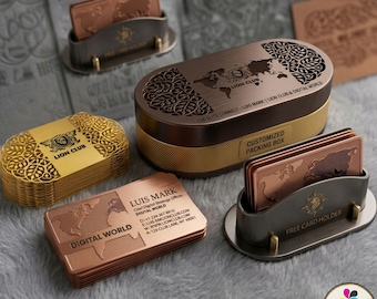 Copper Metal Business Card, Handcrafted Unique Professional Wallet Insert, Custom Corporate Gift, Elegant Gift