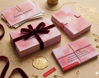 Textured Business Cards – 350gsm Pink Watercolor Branding, Matte Lamination
