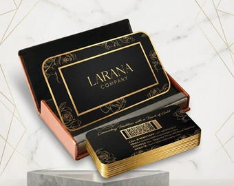 Custom Gold Foil Business Cards | Matte Black, Spot UV Floral Design | Professional Branding | personalized cards | custom business card