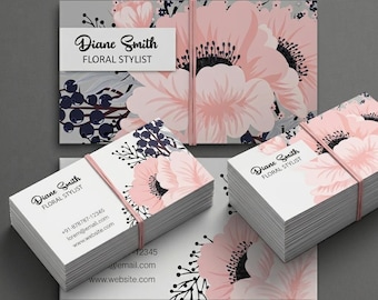Elegant Pink Bloom Business Cards | Customizable Logo & Contact Card | Luxury elegant contact card | Professional Floral Business Card