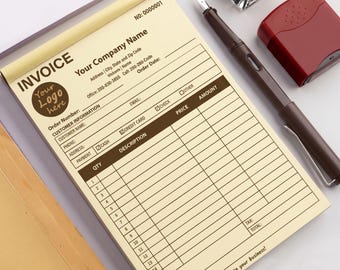 Custom 2-Part Carbonless Invoice Forms | Personalized Business Receipt Book (8.5 x 5.5) | White And Yellow paper | custom invoice book