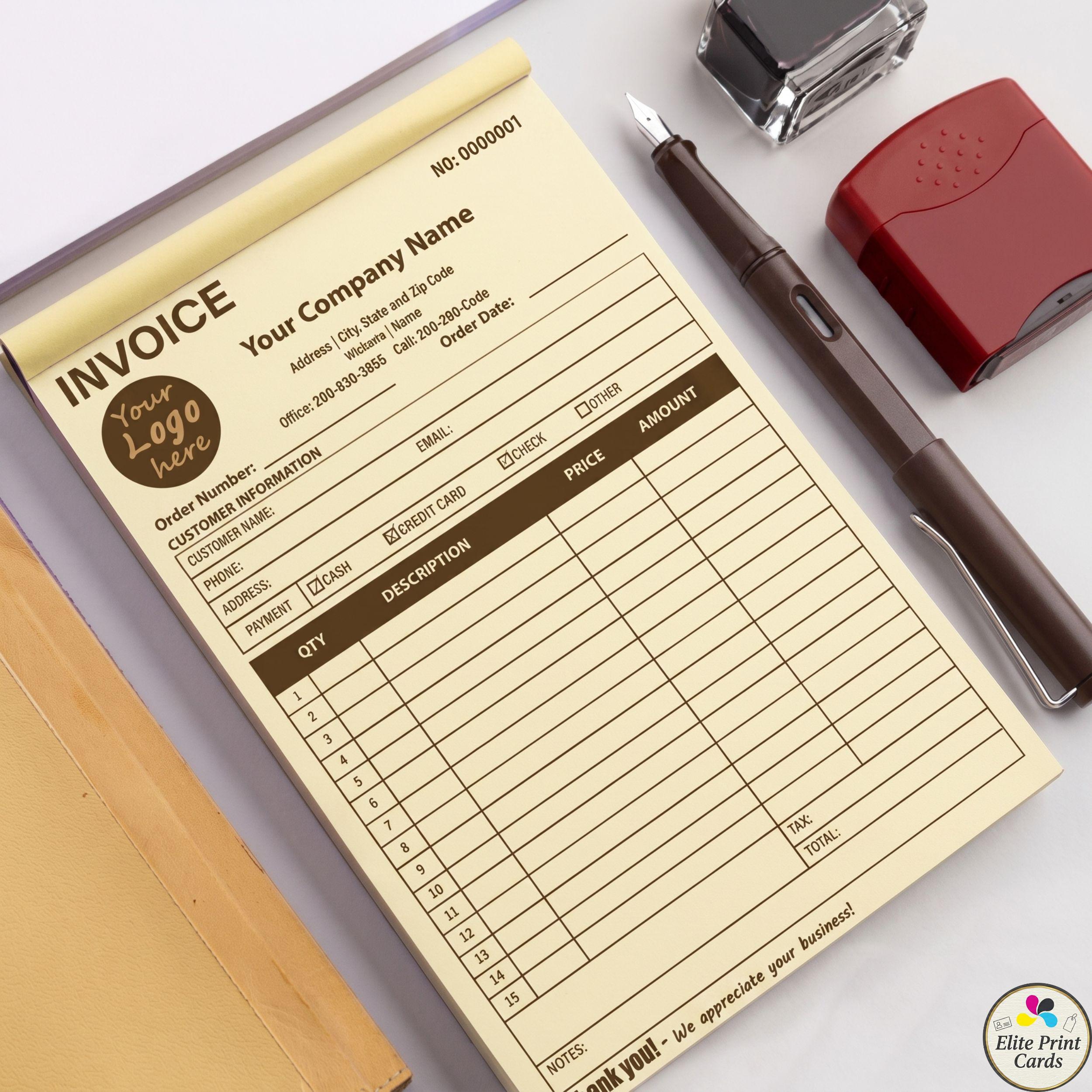 Custom 2-part Carbonless Invoice Forms | Personalized Business Receipt ...